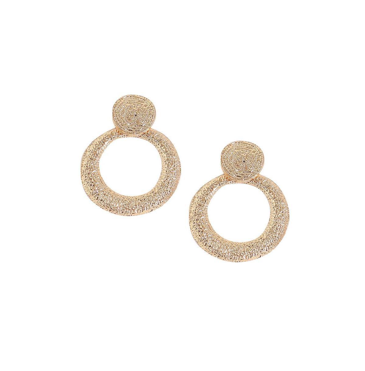 Sohi Womens Gold Dented Drop Earrings Product Image