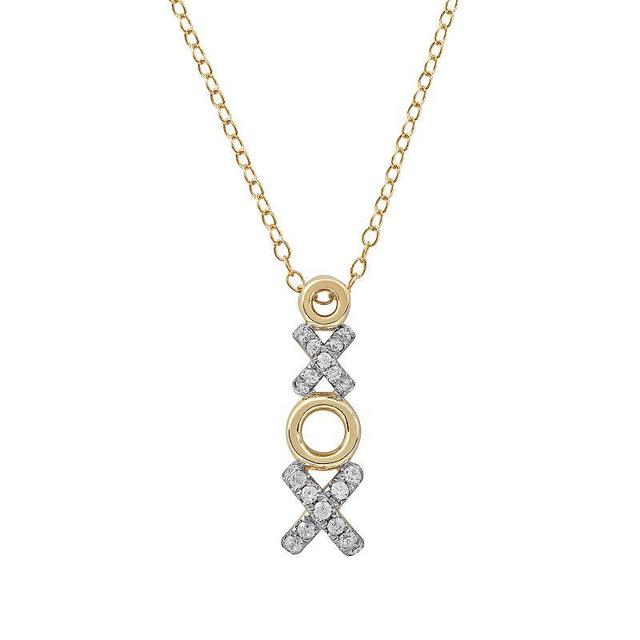 DeCouer Sterling Silver 1/4 Carat T.W. Diamond XO Pendant Necklace, Womens Gold Tone Product Image