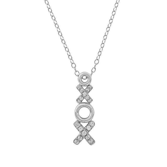 DeCouer Sterling Silver 1/4 Carat T.W. Diamond XO Pendant Necklace, Womens Silver Tone Product Image