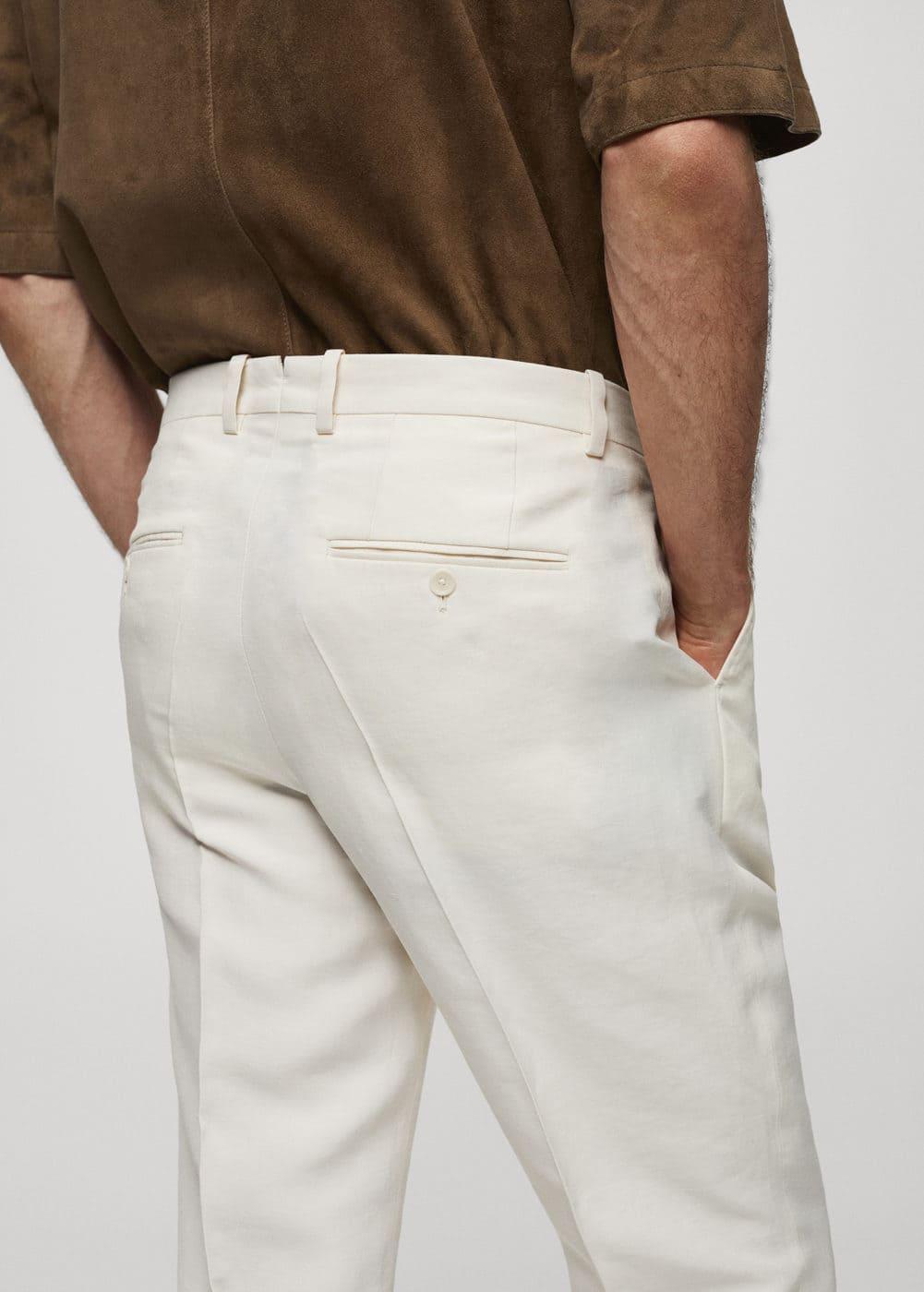 MANGO MAN - Linen pants slim fit darts ecruMen Product Image