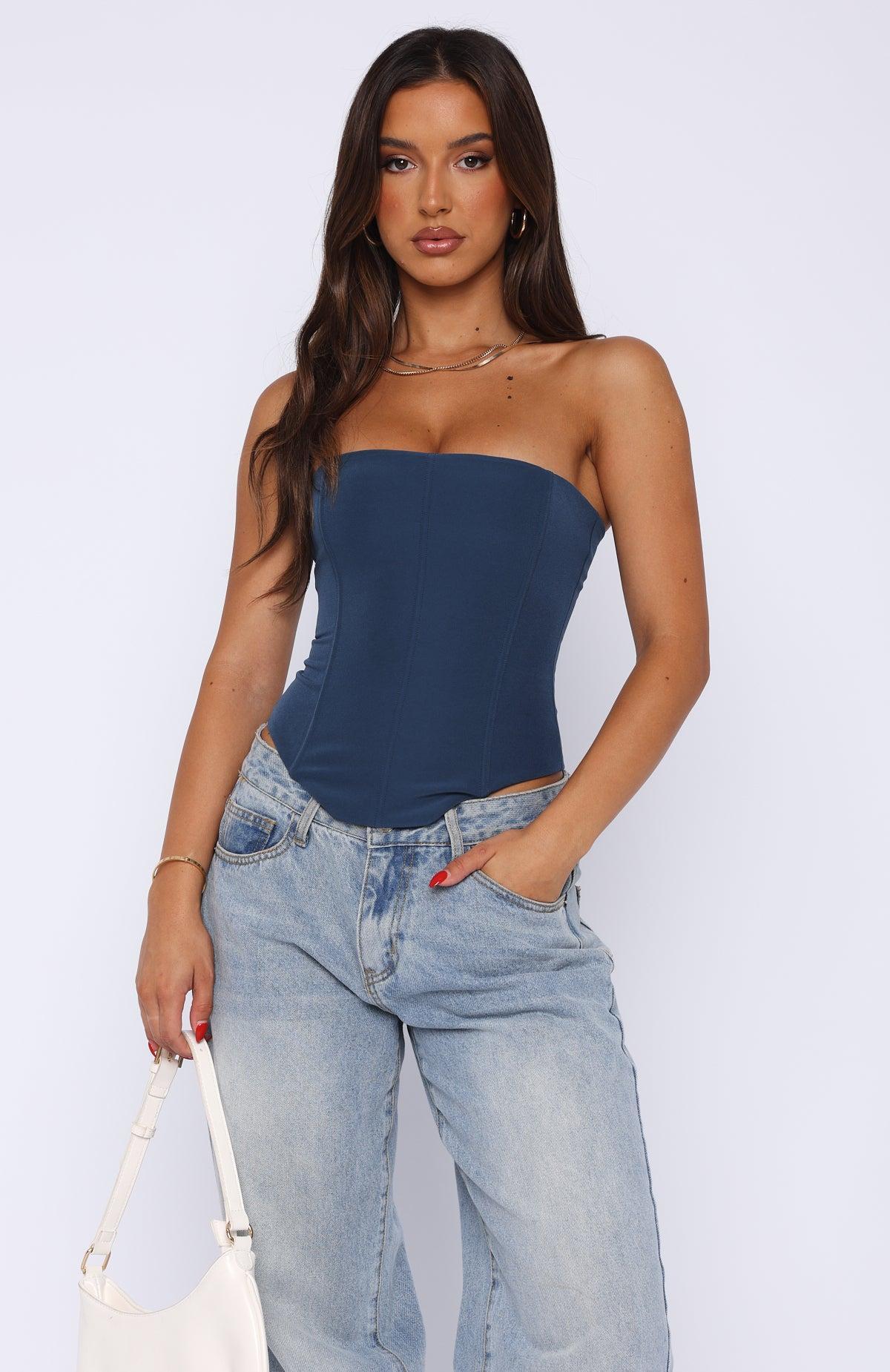 Let It Go Strapless Bustier Petrol Product Image