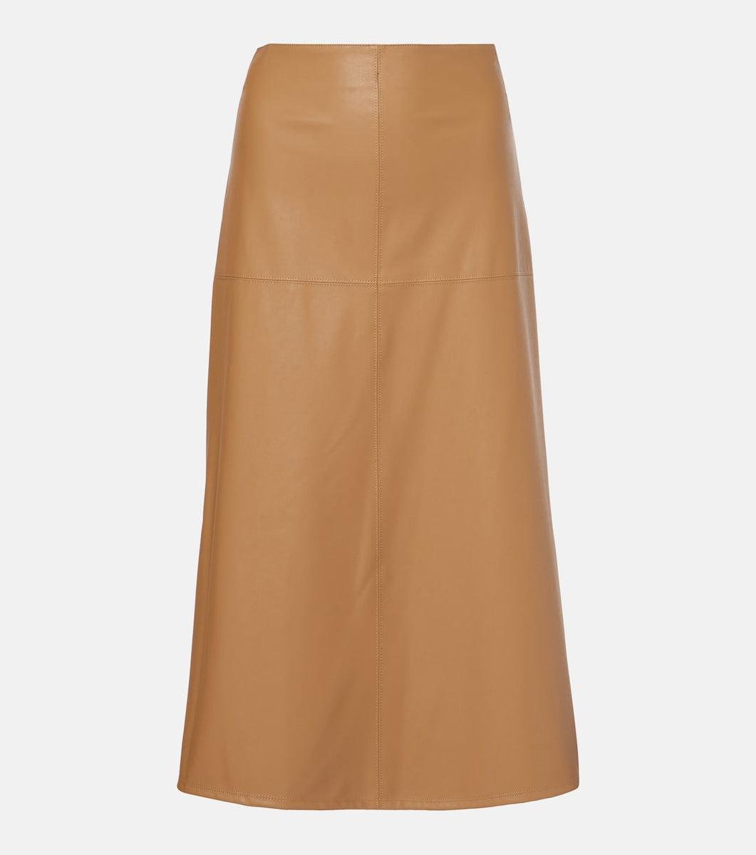 Max Mara Scilli Coated Jersey Midi Skirt in Tobacco product image