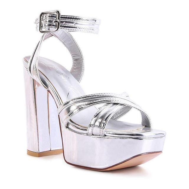 London Rag Womens Platform Heeled Sandals Silver Product Image