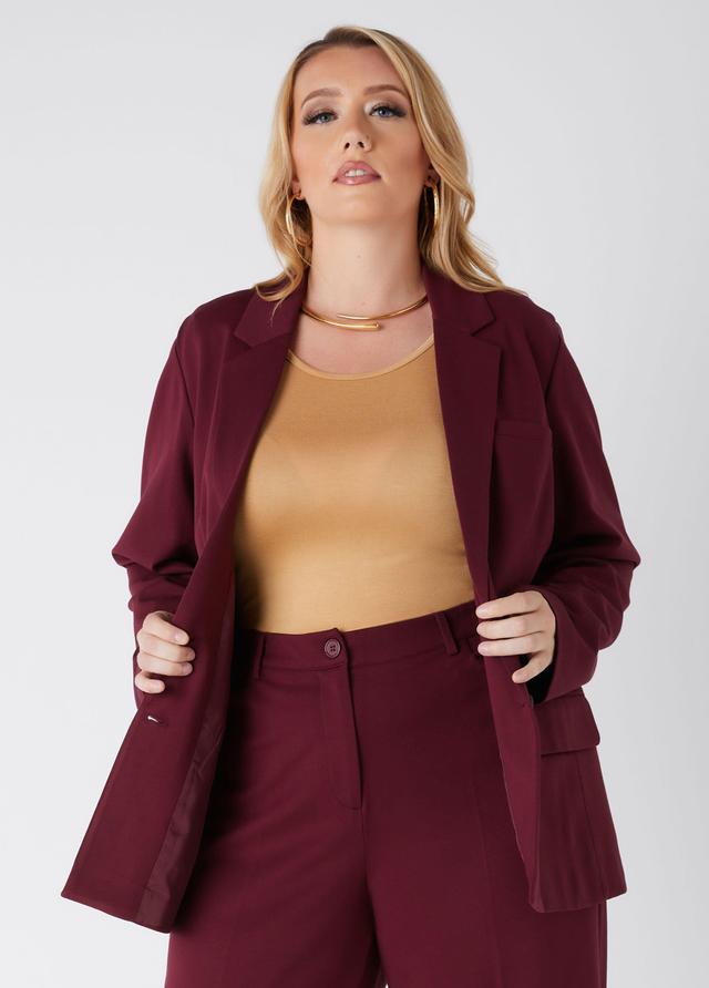 Plus Size Notch Lapel Pocketed Blazer Ashley Stewart Product Image