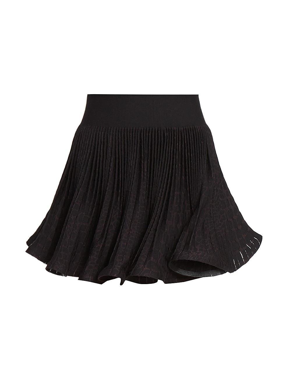 Womens Pleated Crocodile-Print Miniskirt Product Image