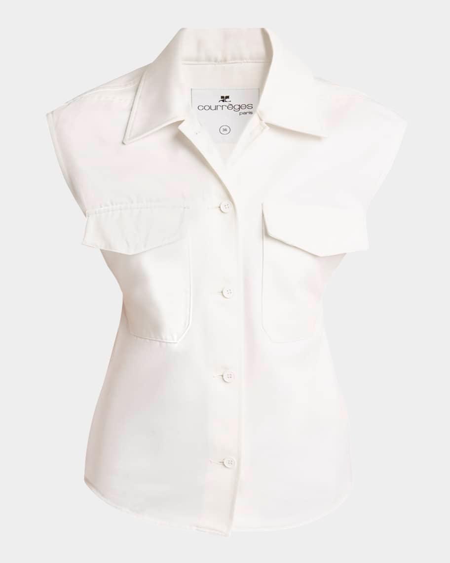 Cap-Sleeve Button-Down Top Product Image