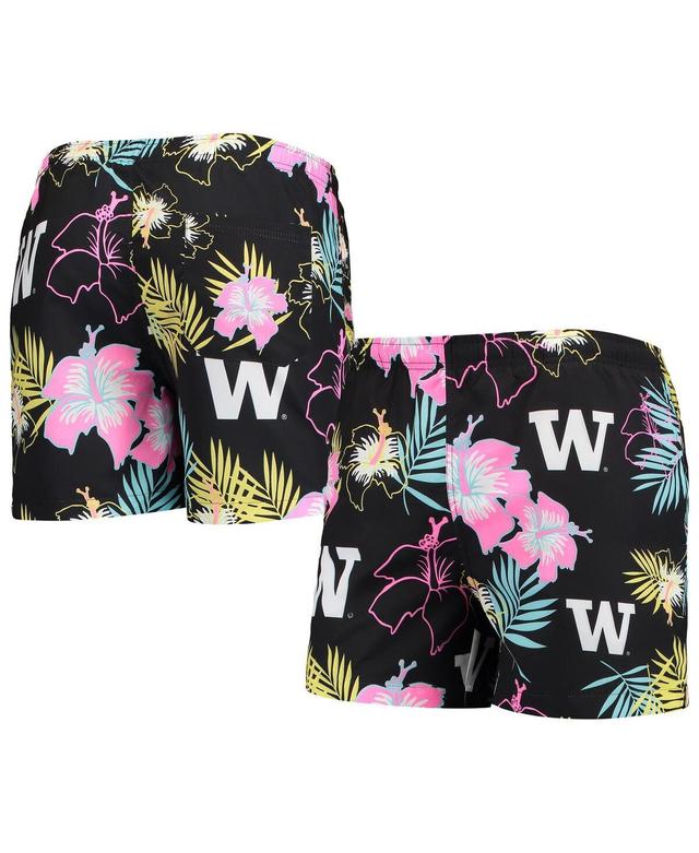 Mens FOCO Washington Huskies Neon Floral Swim Trunks Product Image