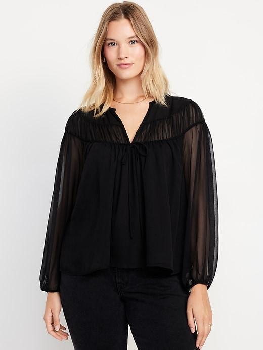 Tie-Front Chiffon Top Product Image