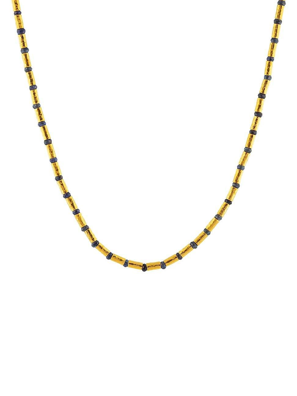 Womens Vertigo 22K-24K Gold & Sapphire Beaded Necklace Product Image