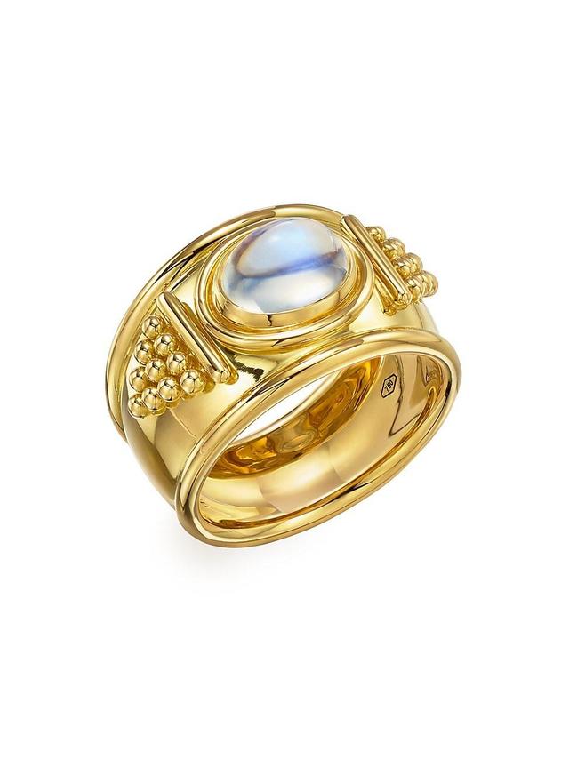 Womens 18K Yellow Gold & Blue Moonstone Pyramid Ring Product Image