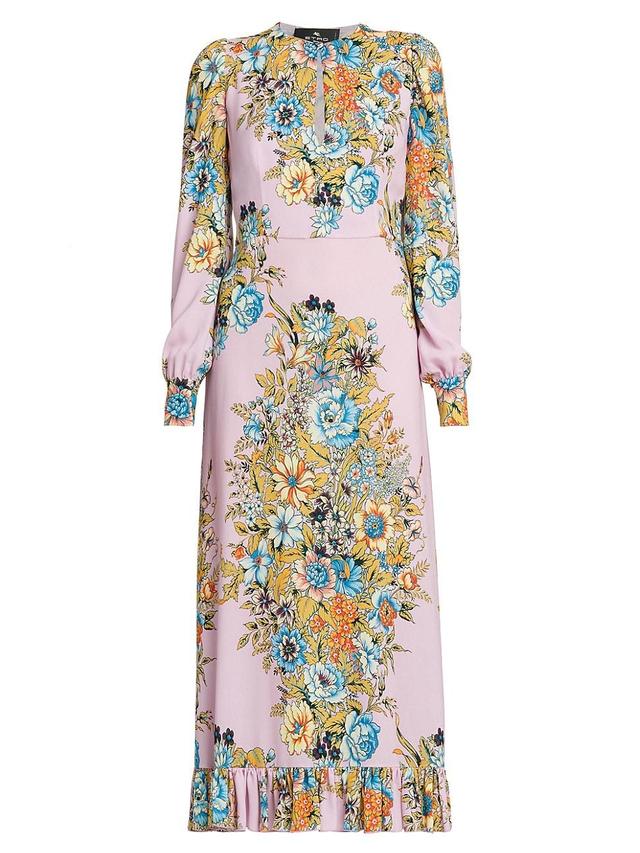 Etro Floral Print Long Sleeve Midi Dress Product Image