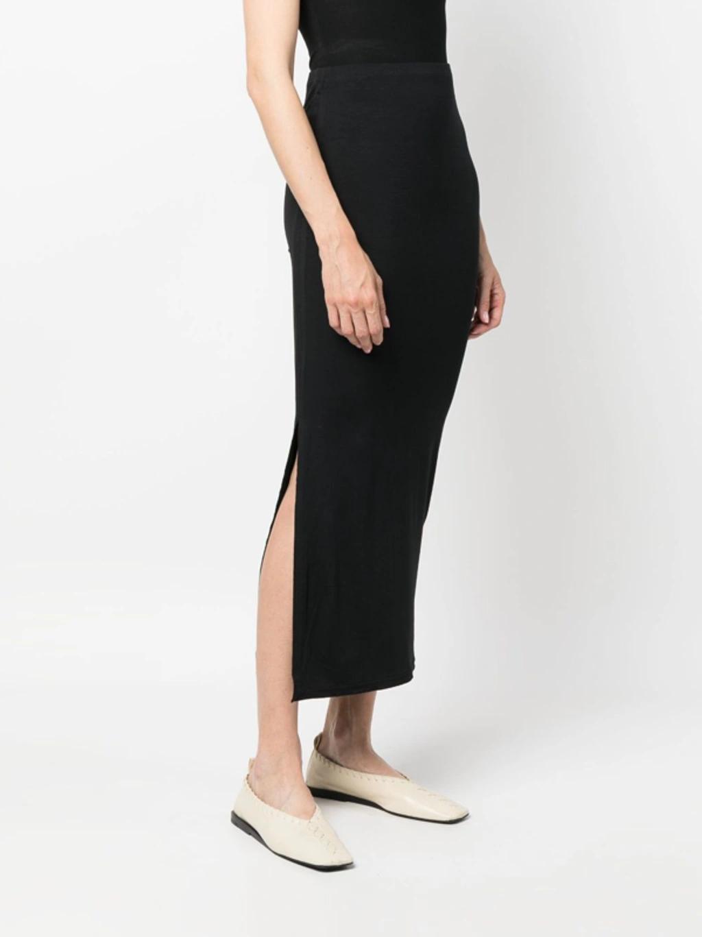 Crinkled Silk-twill Midi Skirt In Black Product Image