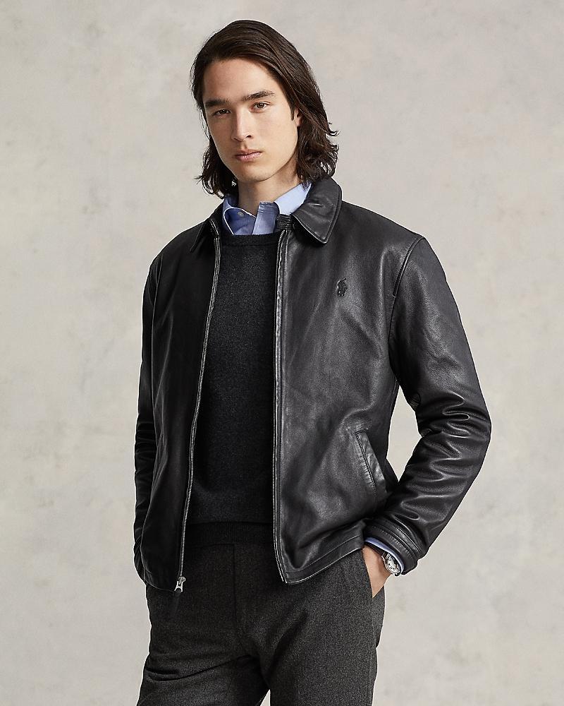 Polo Ralph Lauren Maxwell Lambskin Leather Zip Jacket Product Image