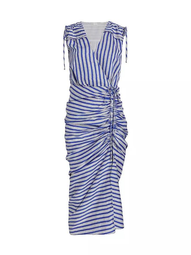 Teagan Striped Wrap Midi-Dress Product Image