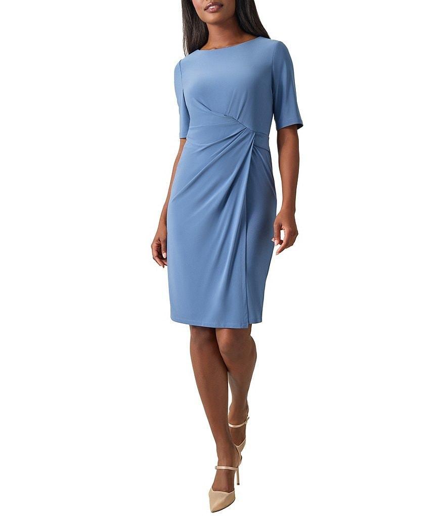 Kasper Elbow Sleeve Pleated Waist Sheath Dress Product Image