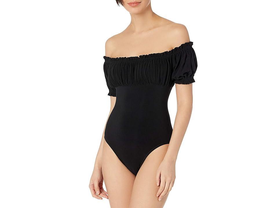 Norma Kamali Empire Jose Swimsuit Black. (also in S). Product Image