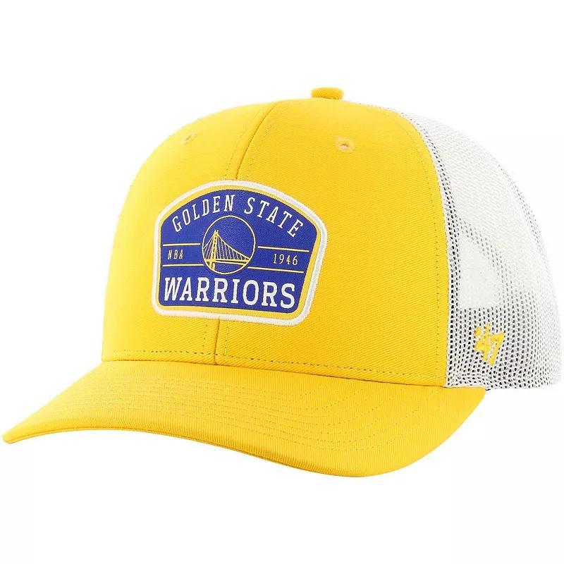 Mens 47 Brand Gold Golden State Warriors Semi Patch Trucker Adjustable Hat Product Image