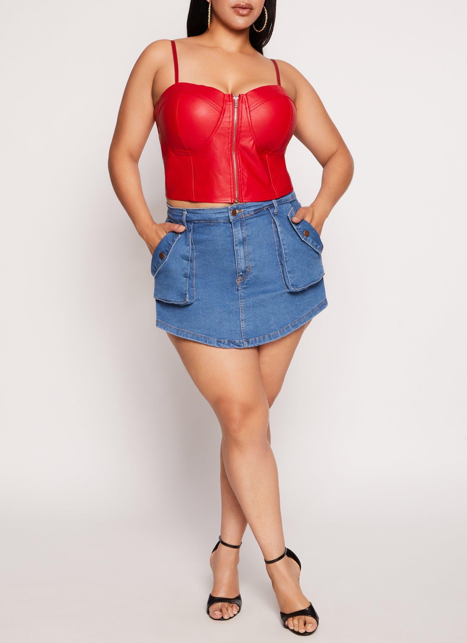 Womens Plus Size Daisy Pocket Denim Skort Product Image