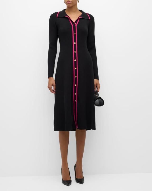 The Nadia Contrast-Trim Midi Sweater Dress Product Image