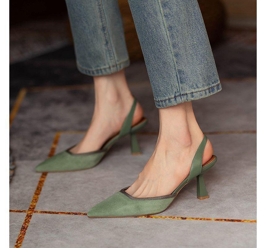 Pointy-Toe Stiletto Heel Slingback Sandals Product Image