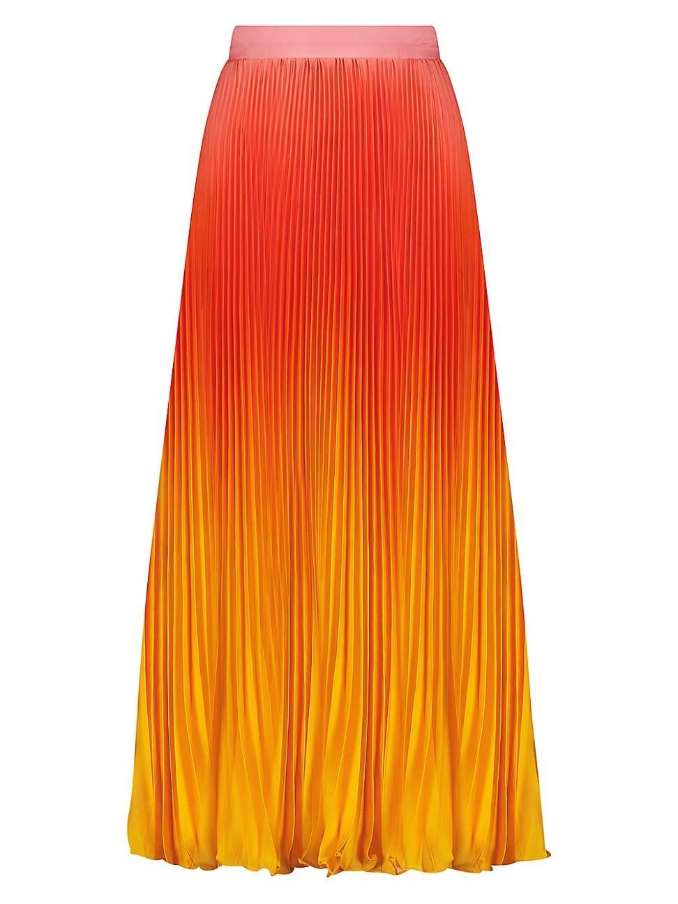 Womens Ombr Pleated Satin Maxi Skirt Product Image