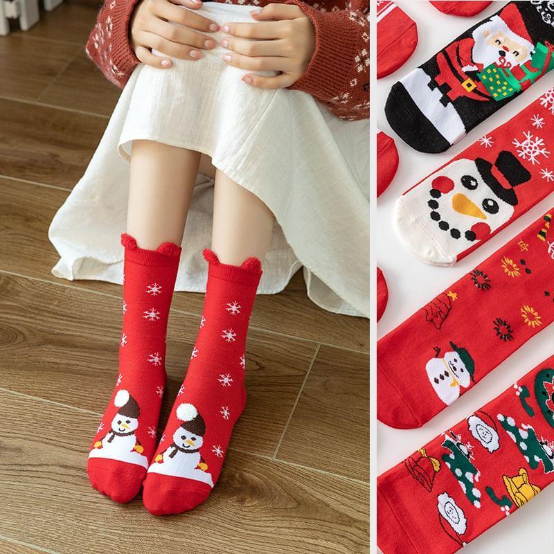 Christmas Cartoon Print Socks Product Image