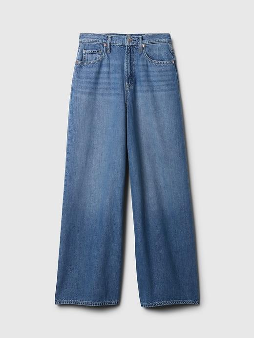 Mid Rise Pinstripe Baggy Jeans Product Image