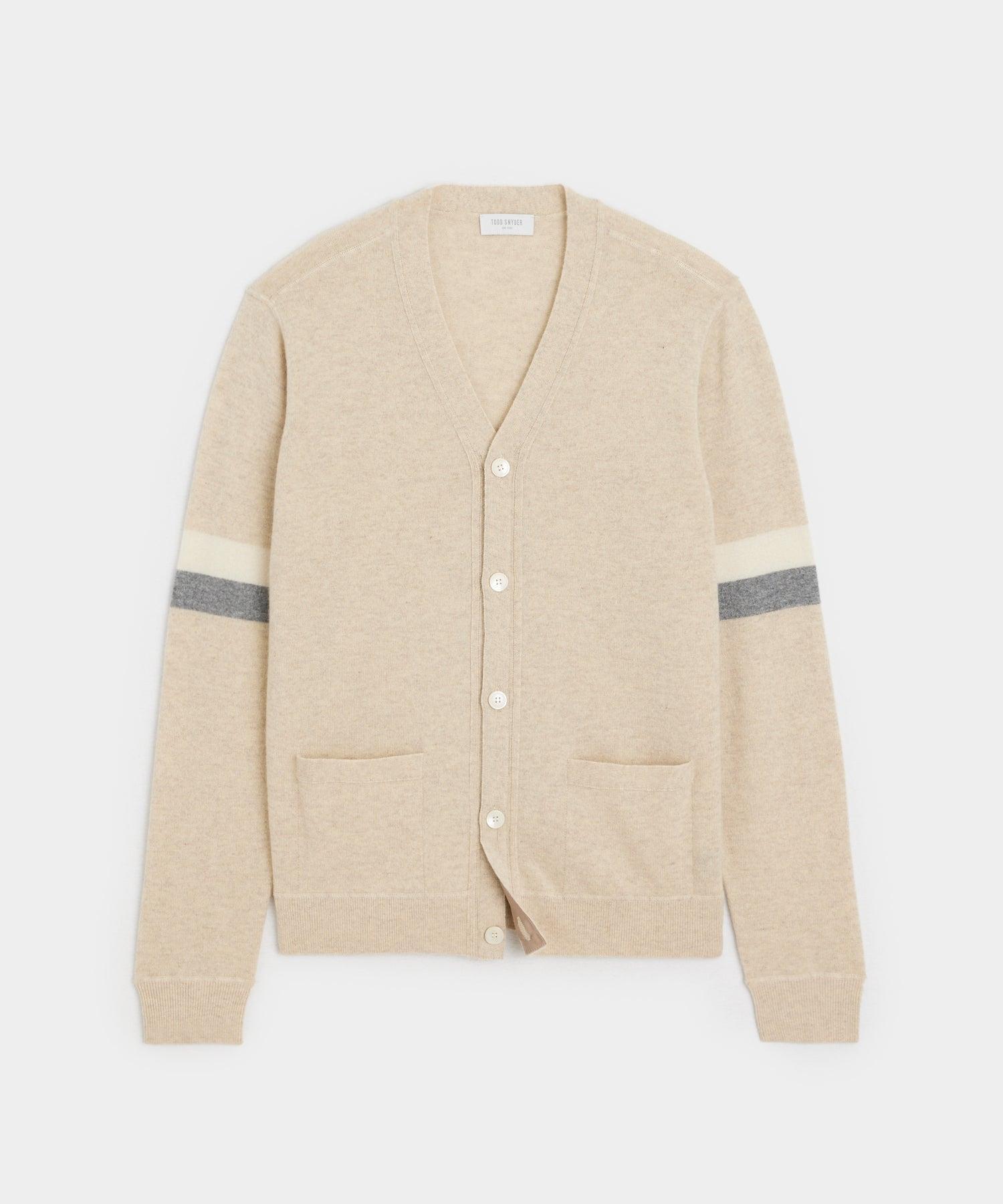 Luxe Cashmere Armstripe Cardigan in Oatmeal Product Image