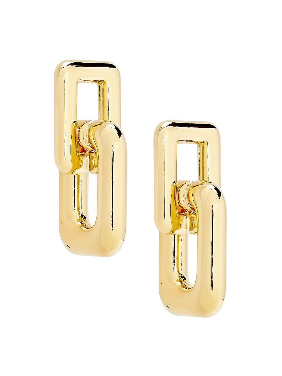 Womens Hailey 24K-Gold-Plated Interlocking Link Drop Earrings Product Image