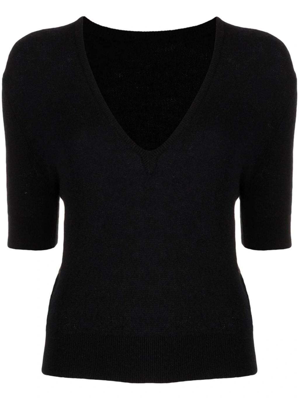 Jo Shortsleeved Cashmere Polo Top In Black Product Image