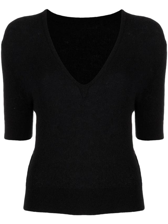 Jo Shortsleeved Cashmere Polo Top In Black Product Image