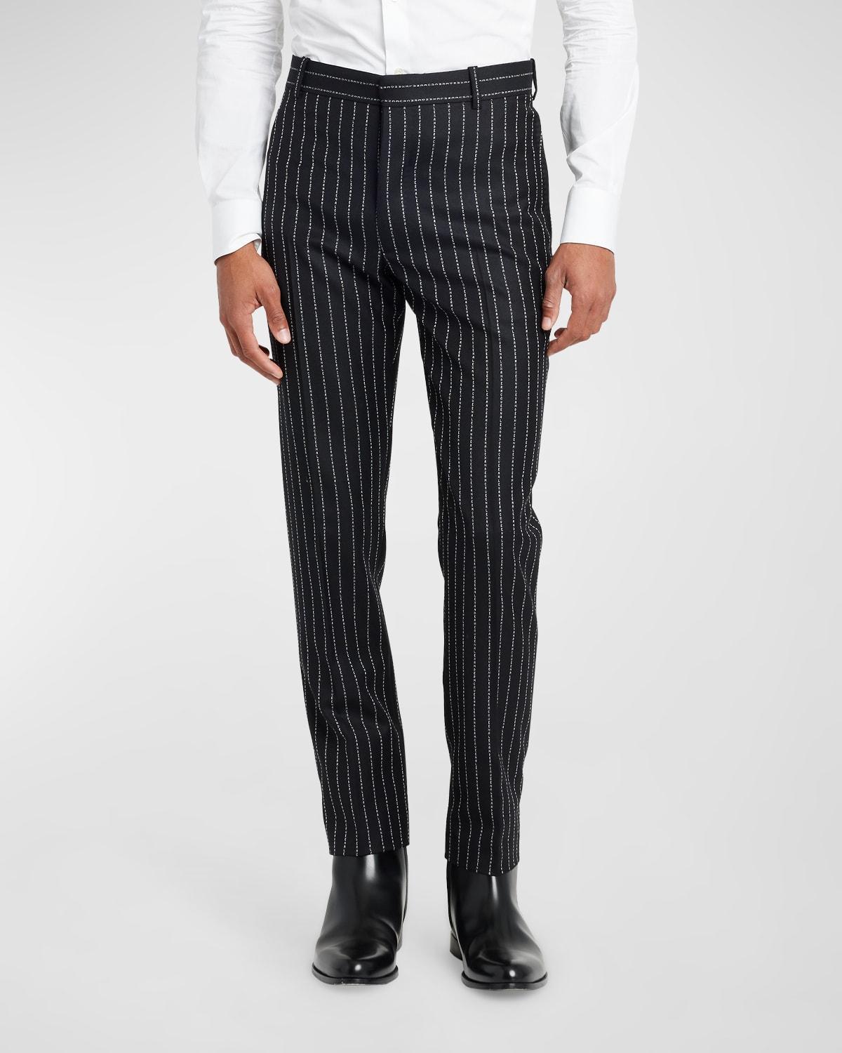 Mens Logo Lettering Pinstripe Cigarette Pants Product Image