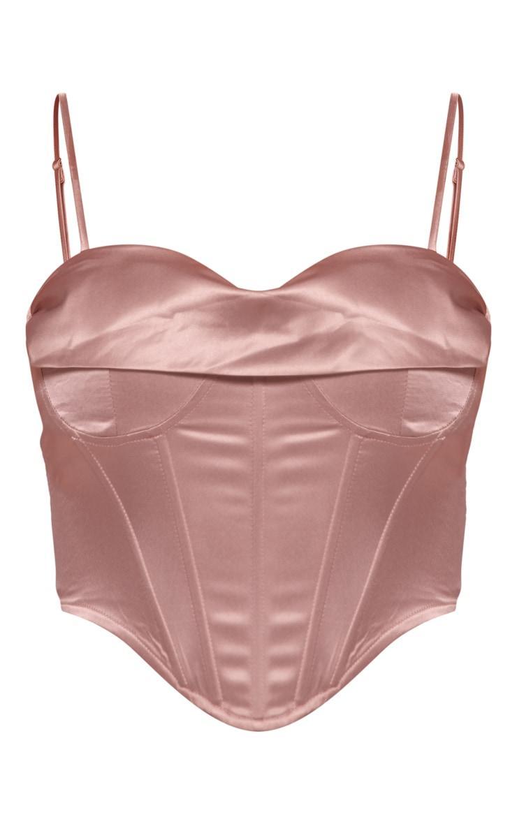 Mocha Satin Drape Bust Detail Corset Product Image