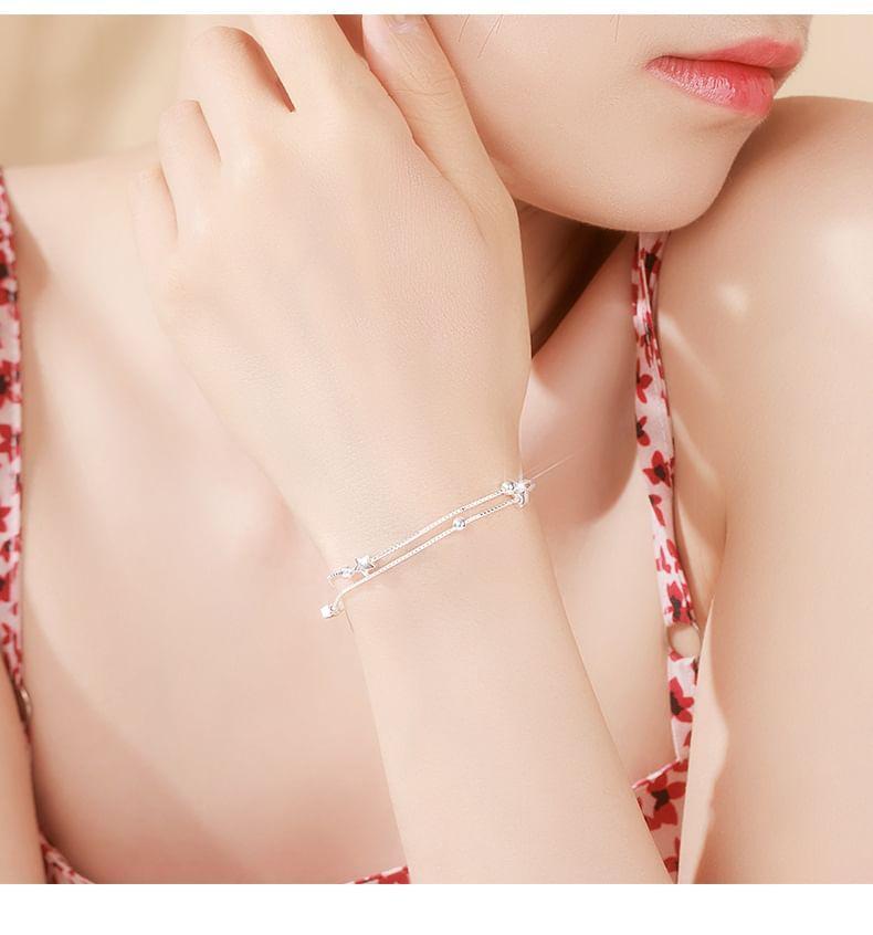 Star Beaded Layered Sterling Silver Bracelet Product Image