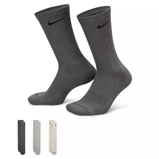 Mens Nike Everyday Plus Cushioned Training 3-pack Crew Socks Gray Iron Grey Product Image