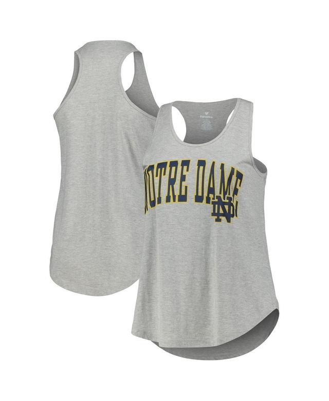 Profile Womens Heather Gray Notre Dame Fighting Irish Arch Logo Racerback Scoop Neck Tank Top Product Image