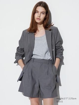 Womens Pleated Shorts Gray Medium UNIQLO US product image