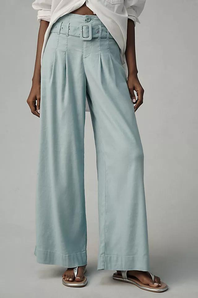 By Anthropologie Linen Belted Wide-Leg Pants Product Image