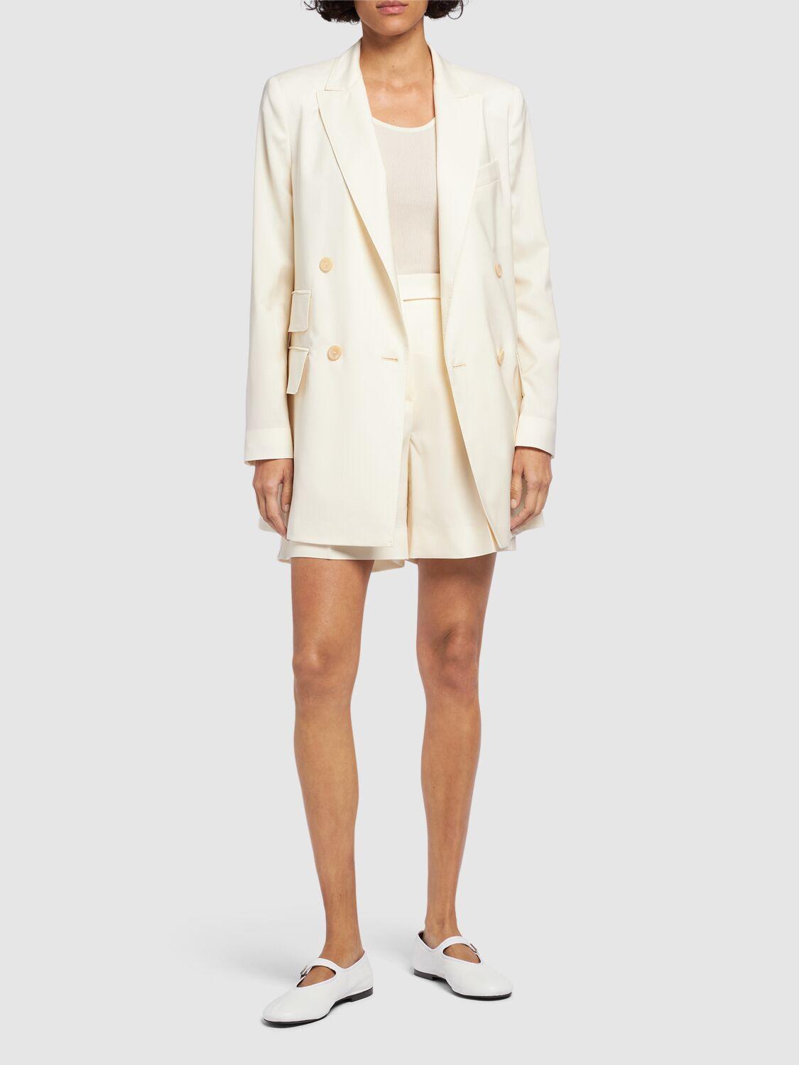 Elegia Double-breasted Jacket In White Product Image