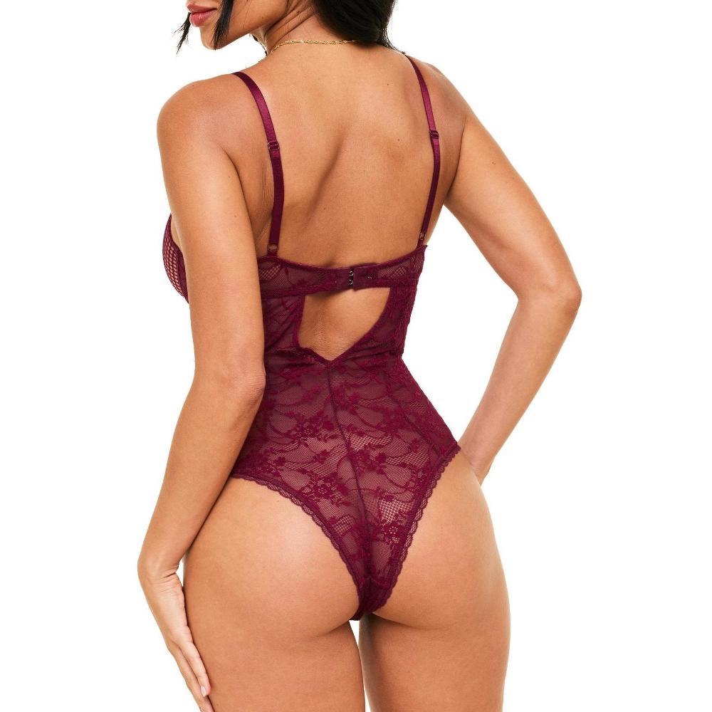 Adore Me Women's Esther Bodysuit Lingerie S / Beet Red. Product Image