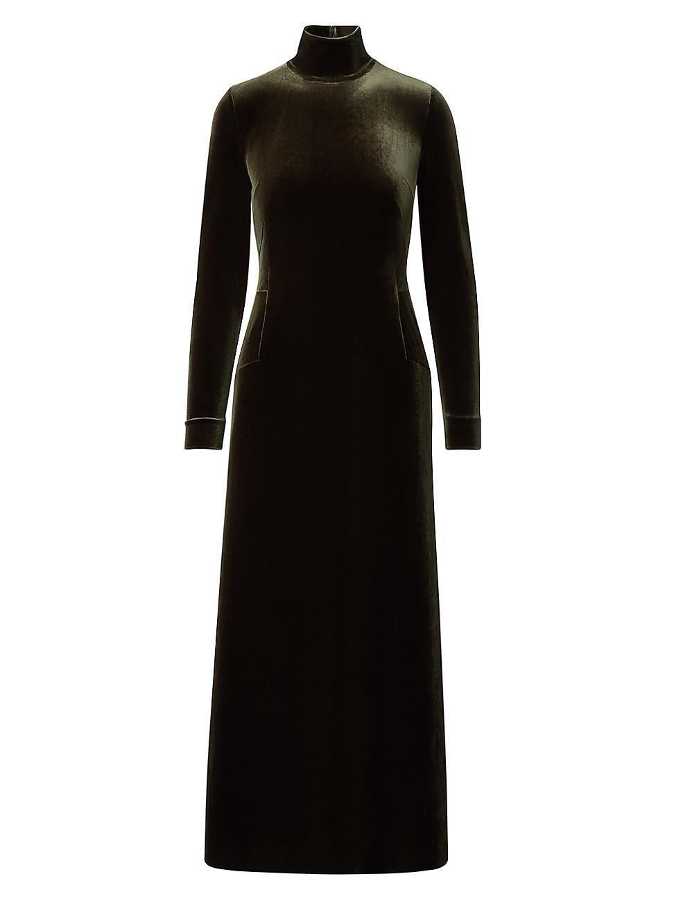 Akris Mock Neck Long Sleeve Fluid Stretch Velvet Gown Product Image