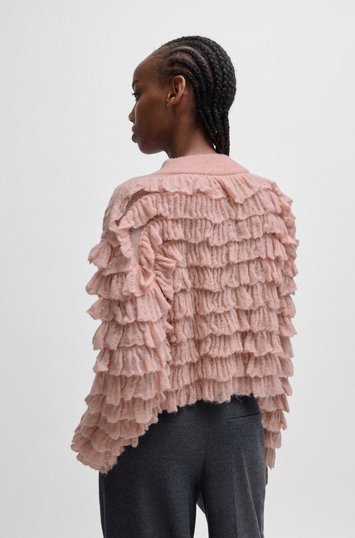 Oversize-fit mock-neck sweater with frilled structure Product Image