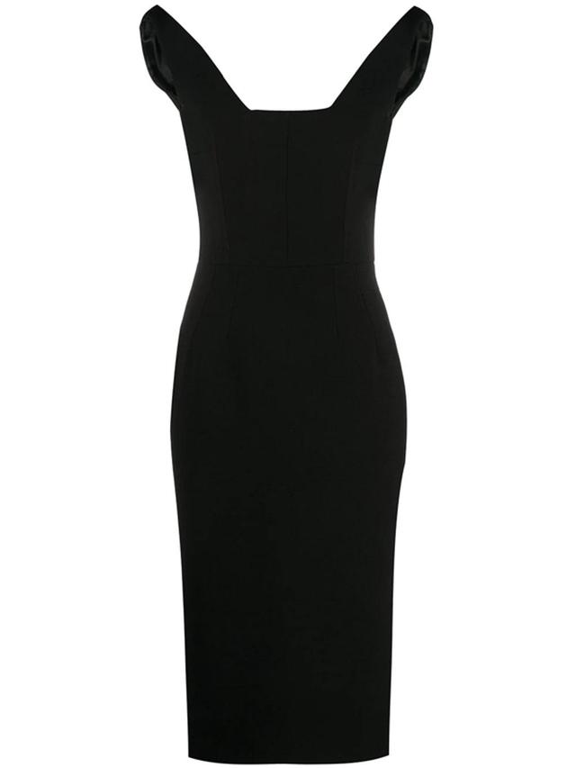 Sleeveless Wool Crepe V-neck Dress In Black Product Image