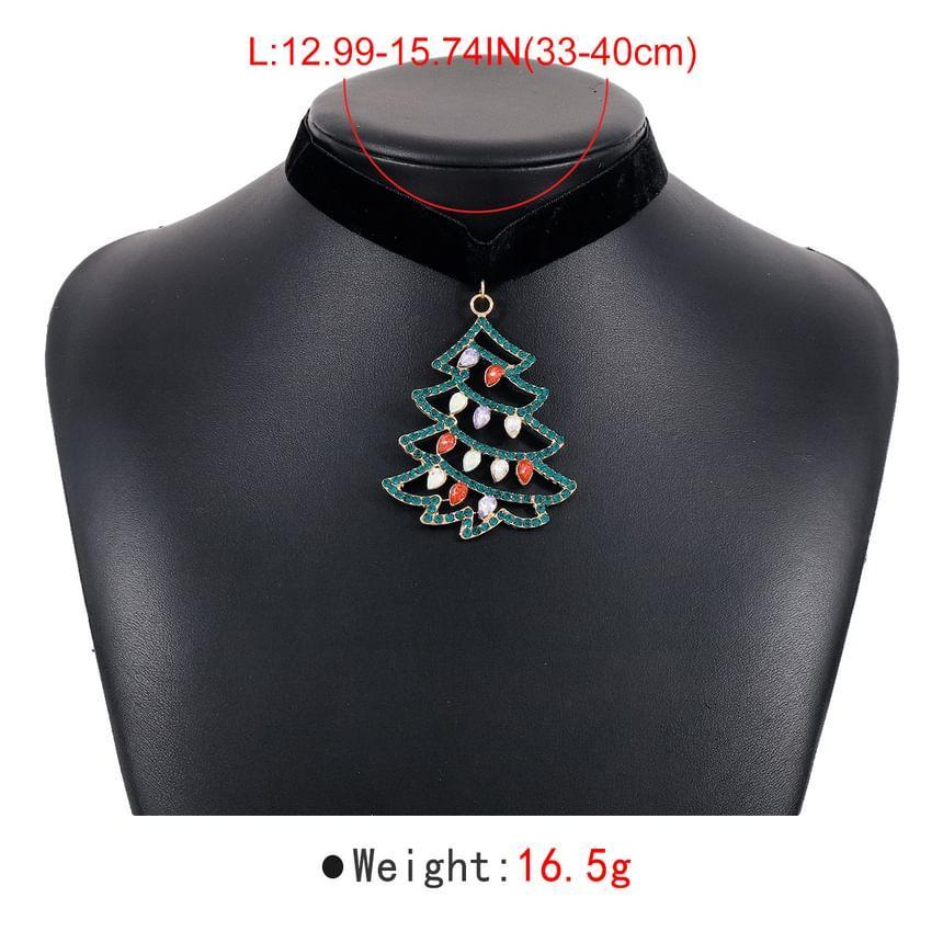 Rhinestone Christmas Tree / Snowflake Velvet Choker Product Image