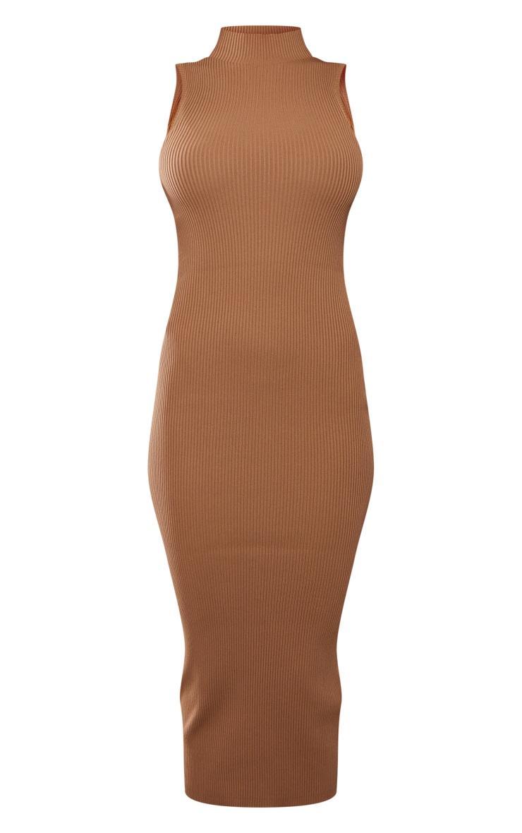 Taupe Sleeveless Rib Knit Midaxi Bodycon Dress Product Image