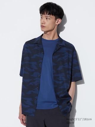 Mens Modal Open Collar Short-Sleeve Shirt Navy XS UNIQLO US Product Image