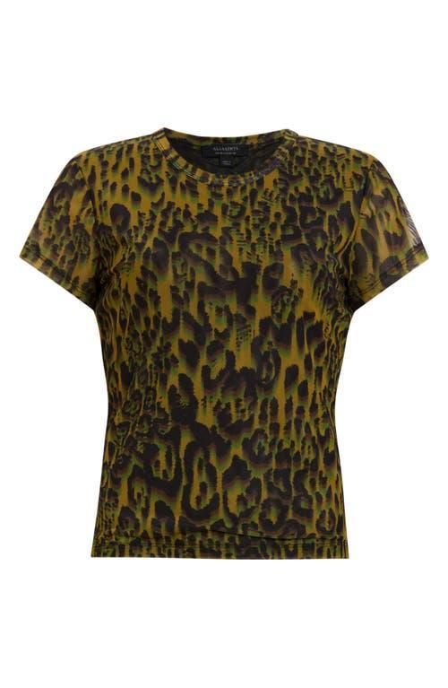 Ellie Mesh Leopard Print T-shirt In Teresa Khaki Green Product Image