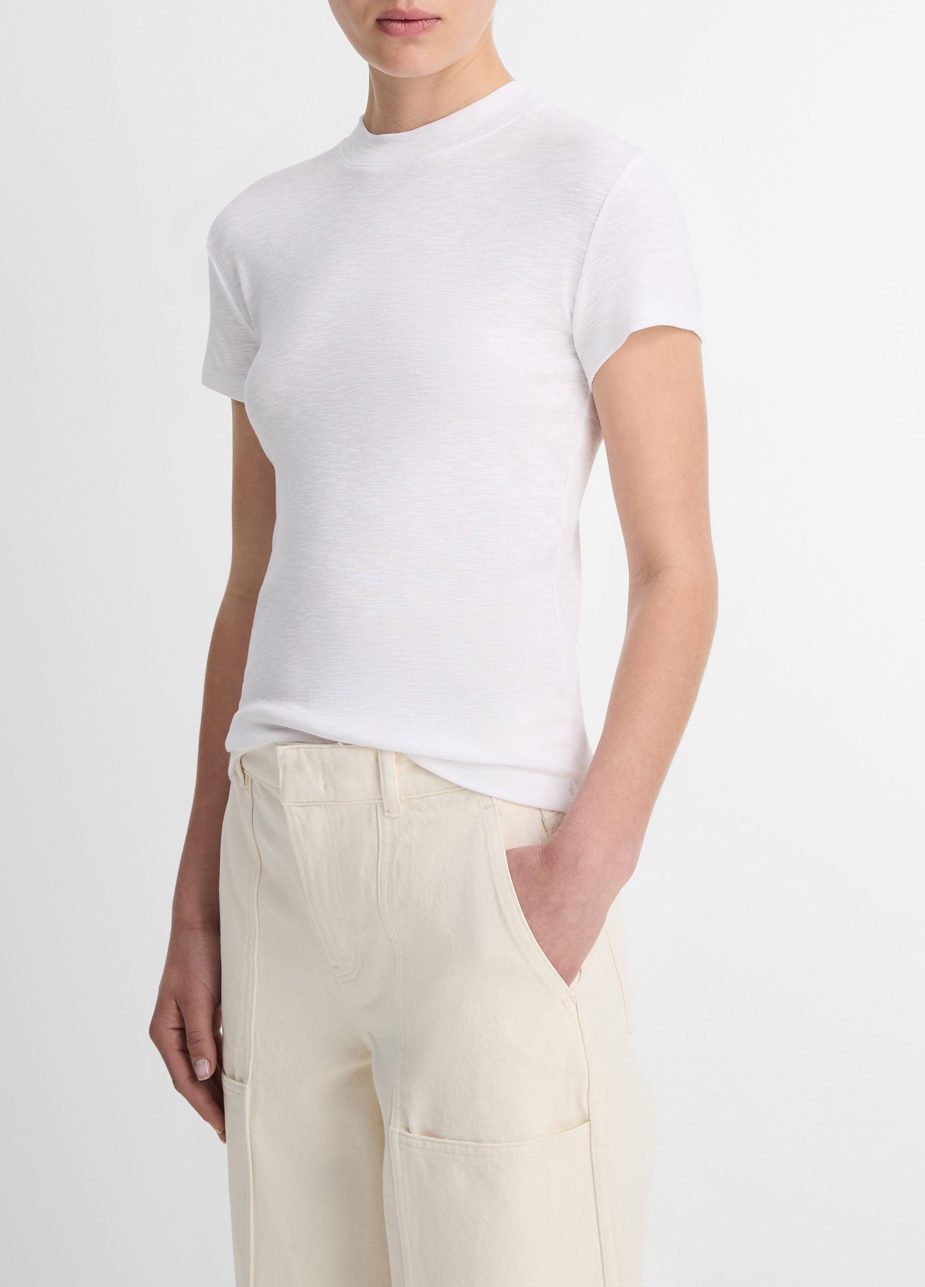 Cotton-Blend Cap-Sleeve T-Shirt Product Image