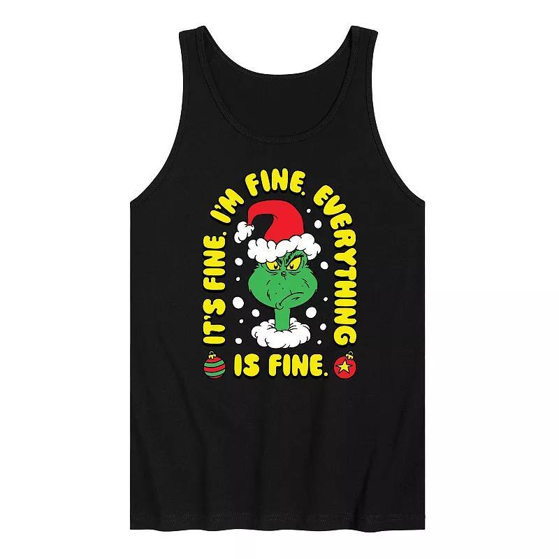 Mens Dr. Seuss The Grinch Everything Is Fine Graphic Tank Top Grey Gray Product Image