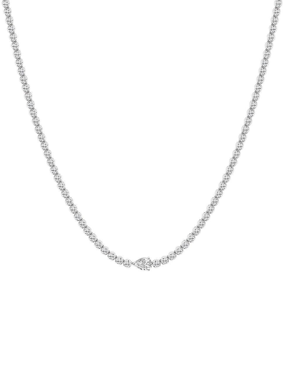 Womens 14K White Gold & 5.5 TCW Natural Diamond Tennis Necklace Product Image